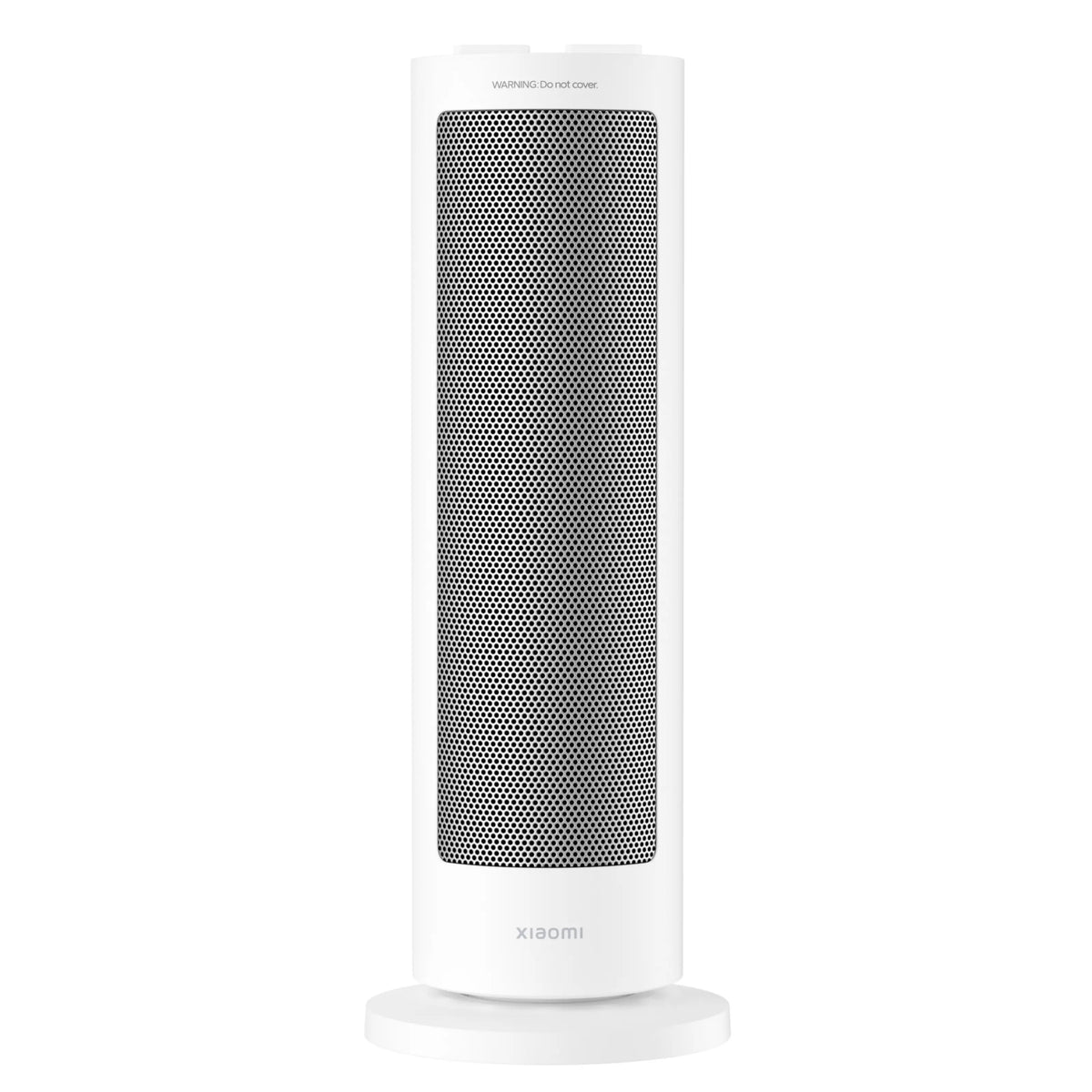 XIAOMI varmeblæser EU, hvid cylinder, 2000 W PTC-varmeblæser med sort frontgitter, opstillet lodret på en rund fod.