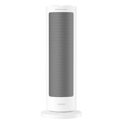 XIAOMI varmeblæser EU, hvid cylinder, 2000 W PTC-varmeblæser med sort frontgitter, opstillet lodret på en rund fod.