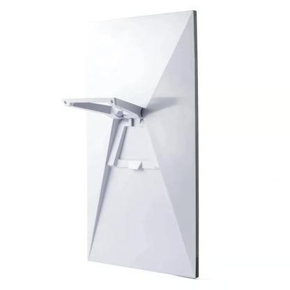 Hvid, rektangulær Starlink Standard Kit Gen 4-satellitantenne med justerbart monteringsbeslag på bagsiden.