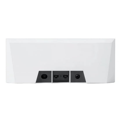 Bagsiden af Starlink Standard Kit (Gen 4)-routeren med strøm- og Ethernet-port.