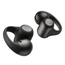 SHOKZ OpenDots 2 åbne clip-on-høretelefoner i sort med afrundede kanter, ørekroge og DirectPitch-teknologi.