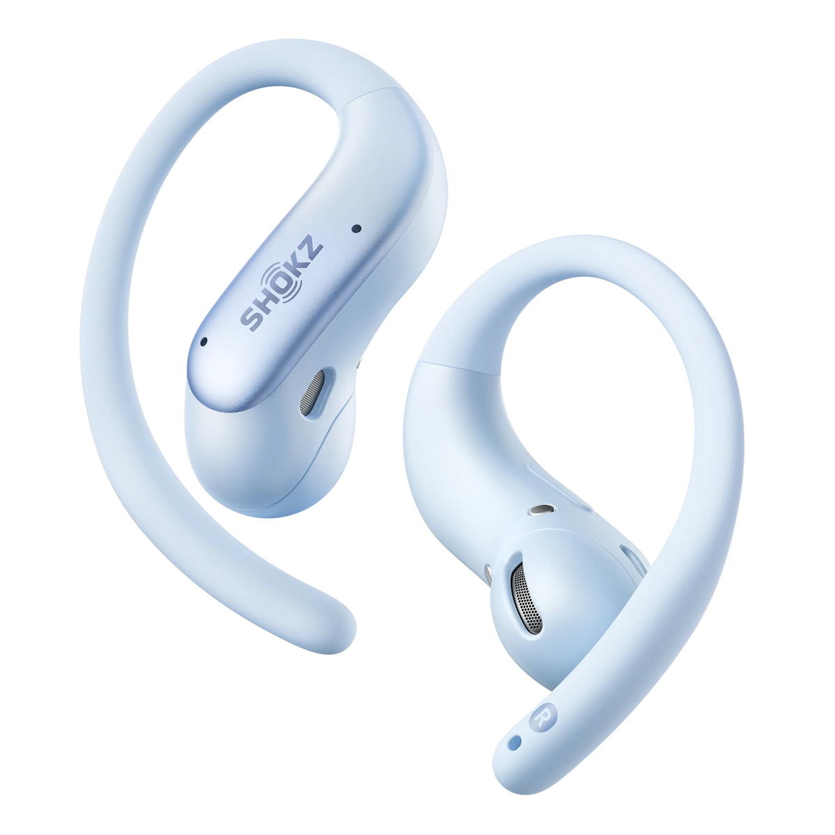 SHOKZ OpenFit Air 2 åbne øretelefoner, blå, med ørekrog, trådløse.