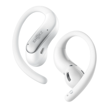 Shokz OpenFit Air 2 åbne øretelefoner i hvid, sidder rundt om øret.