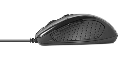 Plexgear MK103 sort mus med tekstureret greb, sideknapper og justerbar DPI, vist fra venstre side.