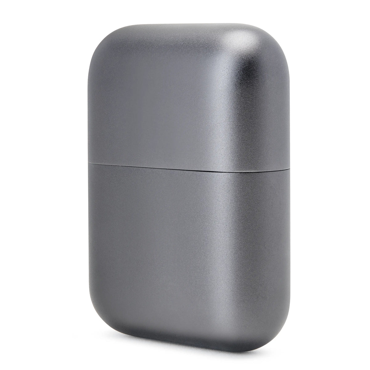 Grå mini-barbermaskine med afrundet rektangulær form, 3 bevægelige skær, USB-C og IPX7-klassificering.