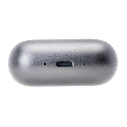 Mini-barbermaskine i metallisk grå med 3 roterende knive, IPX7-vandtæthed og USB-C-port.