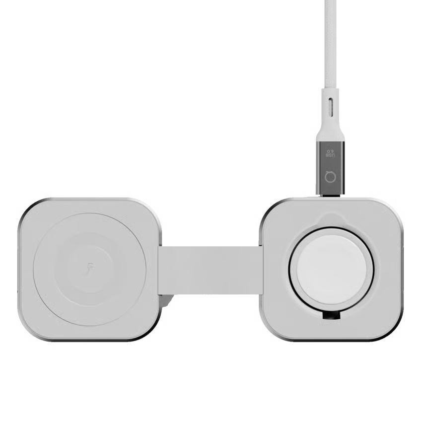 Linq 2-i-1 sammenklappelig trådløs MagSafe-oplader til iPhone, Apple Watch og AirPods med USB-C-kabel.