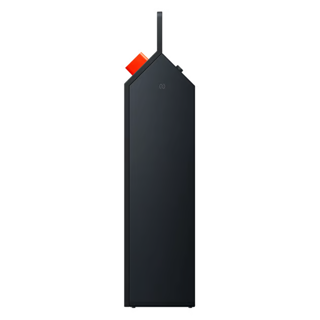 Nothing CMF Speaker M – bærbar Bluetooth-højttaler i mørkegrå, rektangulært design med bærehåndtag og orange drejeknap.