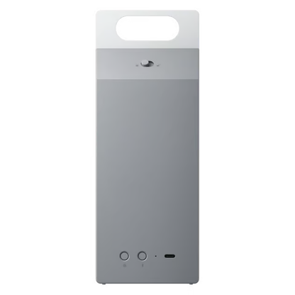 Nothing CMF Speaker M – bærbar Bluetooth-højttaler i hvid og grå med bærehåndtag, drejeknap og porte i bunden.