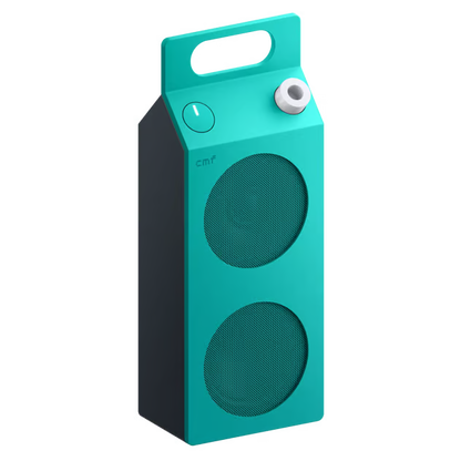 CMF by Nothing Speaker M, turkis bærbar Bluetooth 6.0-højttaler med bærehåndtag, to højttalergitre og drejeknap.