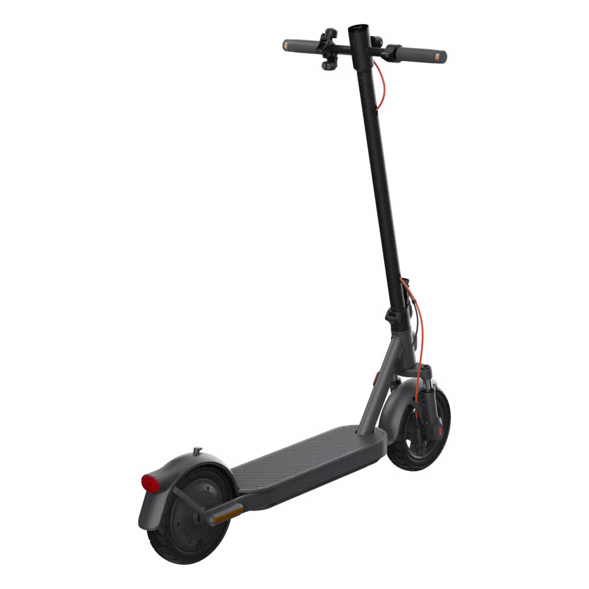 Sort Xiaomi Electric Scooter Elite NE elløbehjul, 20 km/t med rødt bremsekabel, baglygte og reflekser på hjulene.