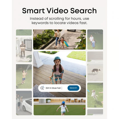 Eufy NVR-sikkerhedssystem S4, 4 stk. 4K PoE-kameraer, 2 TB NVR, hvid, vist med app-søgefelt til personer og kæledyr.