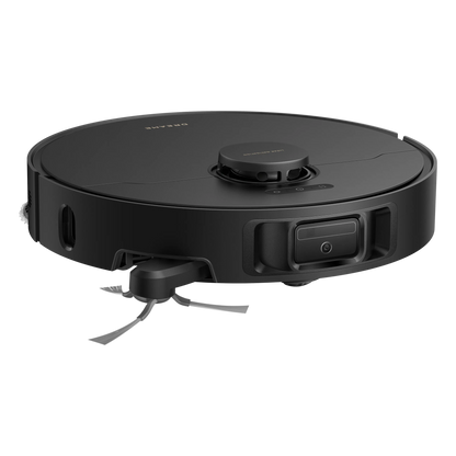 Sort Dreame L50 Ultra AE robotstøvsuger med LiDAR-sensor, frontkamera, sidebørste og kraftig sugeevne.