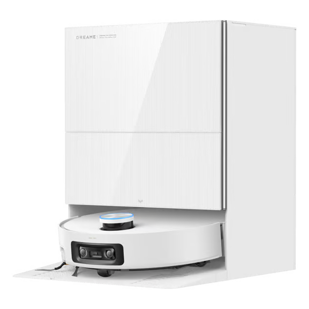Dreame X60 Pro Ultra Complete – hvid robotstøvsuger med moppefunktion i dockingstation med ProLeap-system.