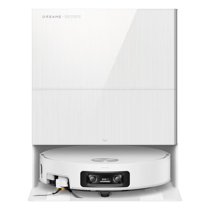 Hvid Dreame X60 Pro Ultra komplet robotstøvsuger med dockingstation og ProLeap-system.