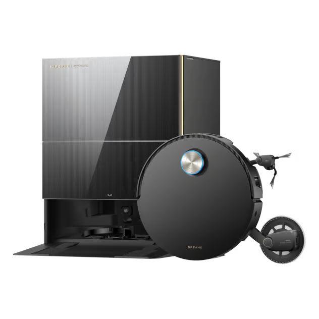 Sort Dreame X60 Pro Ultra – komplet robotstøvsuger med moppe, ProLeap-teknologi og tømningsstation.