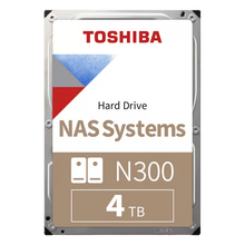 Toshiba N300 NAS-harddisk 4 TB 3,5″ SATA III 7.200 omdr./min., bulk, med 4 TB kapacitetsmærkat.