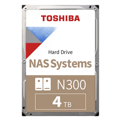 Toshiba N300 NAS-harddisk 4 TB 3,5″ SATA III 7.200 omdr./min., bulk, med 4 TB kapacitetsmærkat.