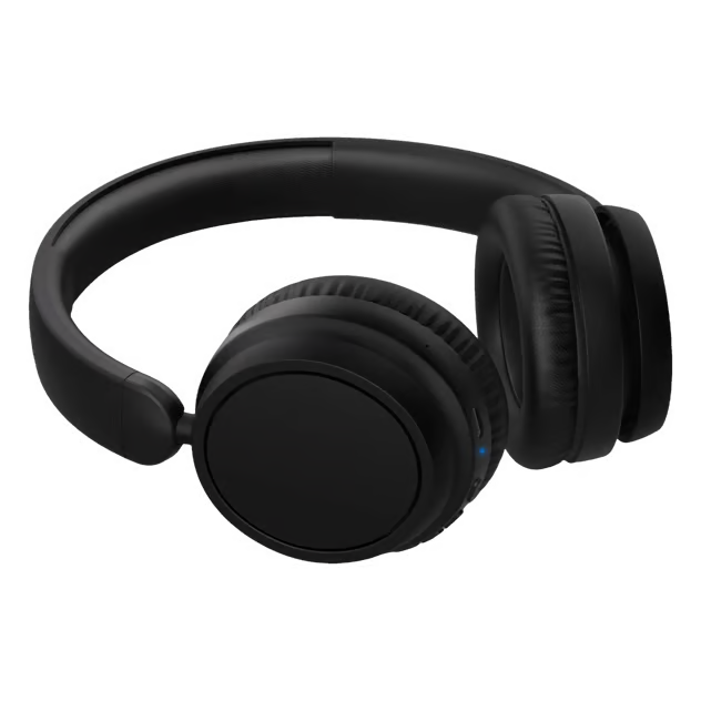 Philips 5000-serien trådløse over-ear-hovedtelefoner med blåt indikatorlys på siden.