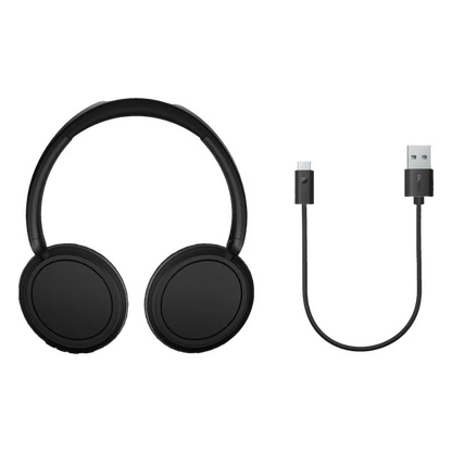 Sorter Philips 5000-serien trådløse over-ear-hovedtelefoner med Bluetooth 5.3 og USB-A til USB-C-opladerkabel.