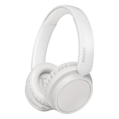 Hvide trådløse over-ear-hovedtelefoner fra Philips 5000-serien med Bluetooth 5.3 og lang batterilevetid.