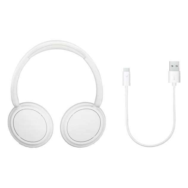 Hvide Philips 5000-serie trådløse over-ear-hovedtelefoner, Bluetooth 5.3 og USB-C-opladerkabel.