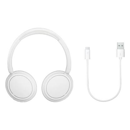 Hvide Philips 5000-serie trådløse over-ear-hovedtelefoner, Bluetooth 5.3 og USB-C-opladerkabel.