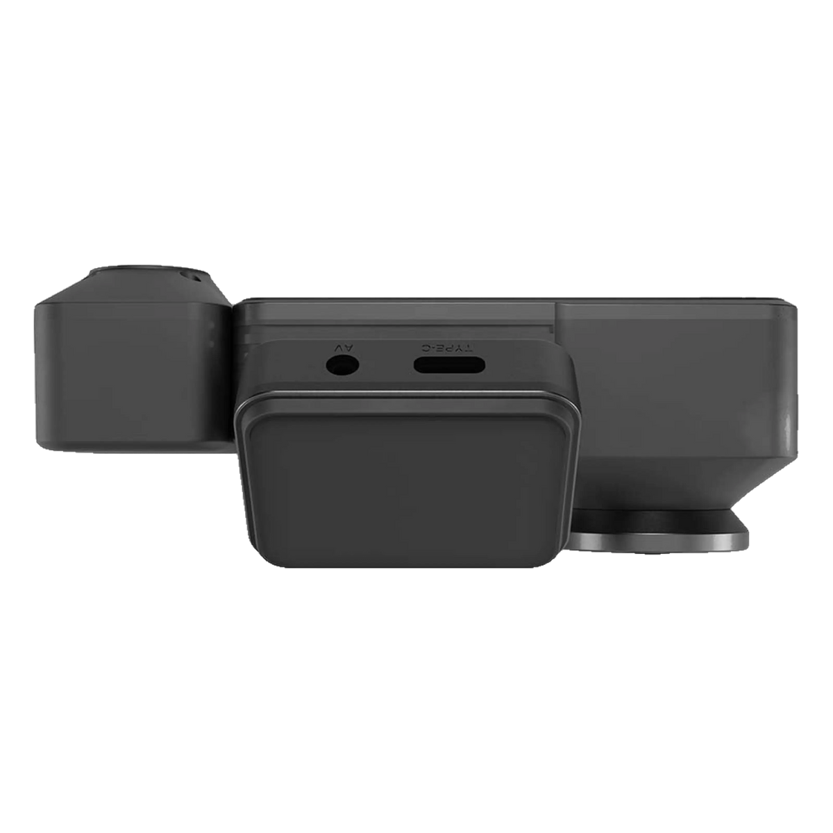 Nedis 4K-dashcam i sort med kabinekamera, GPS, Wi-Fi samt AV- og USB-C-porte monteret på toppen.