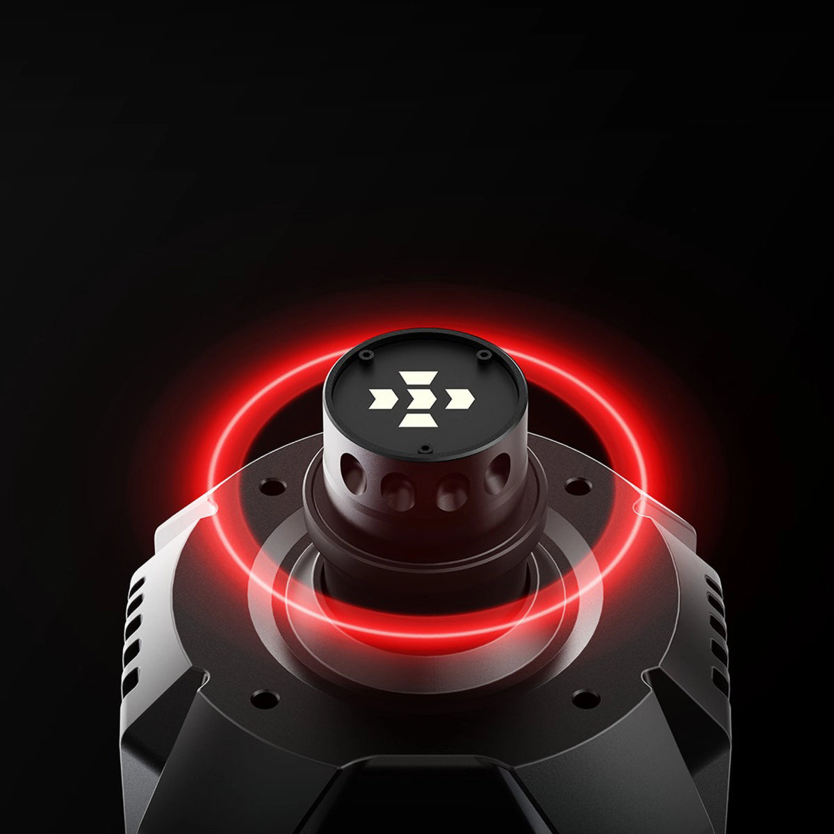 MOZA R5 Pro Racing Simulator-pakke, Direct Drive, 6 Nm, sort, med centralport og lysende rød ring.