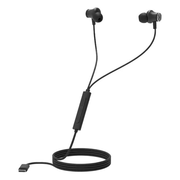 Sort X2O ANC in-ear-høretelefoner med USB-C, aktiv støjreduktion og fjernbetjening på ledningen.