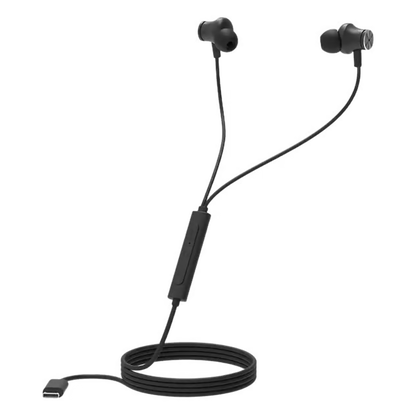 Sort X2O ANC in-ear-høretelefoner med USB-C, aktiv støjreduktion og fjernbetjening på ledningen.