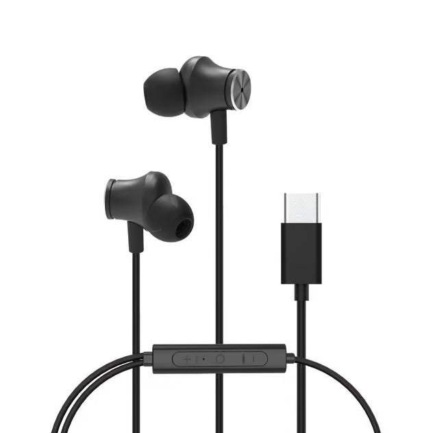 X2O ANC in-ear-høretelefoner i sort med USB-C, aktiv støjreduktion og fjernbetjening på ledningen.