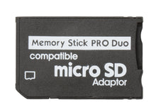 Adapter Micro-SD til Memory Stick Pro Duo sort, slot til microSD kort, kompatibel med Sony kamera.