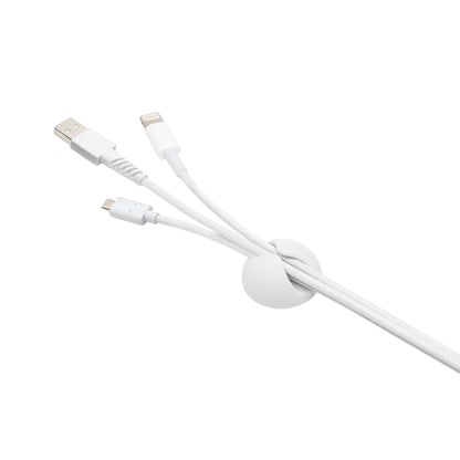 Luxorparts selvklæbende kabelholder hvid til USB-A, Lightning og USB-C ladekabler.