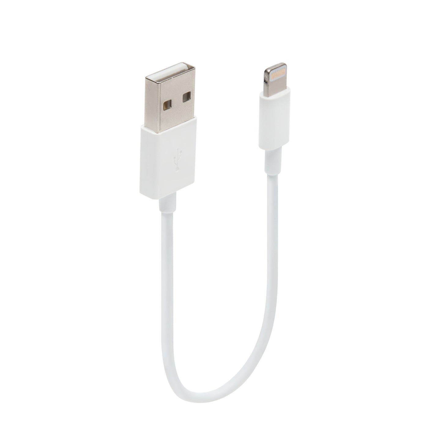 USB-A til Lightning-kabel, MFi-certificeret, 0,1 m, hvid, kompatibel med iPhone.