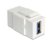 Keystone USB 3.0 modul hvid rektangulær med én frontport, 5 Gb/s, til vægudtag eller patchpanel.