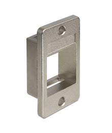 Delock Keystone-holder metal rektangulær frontplade med centralt kvadratisk hul og to skruehuller til panelmontering.