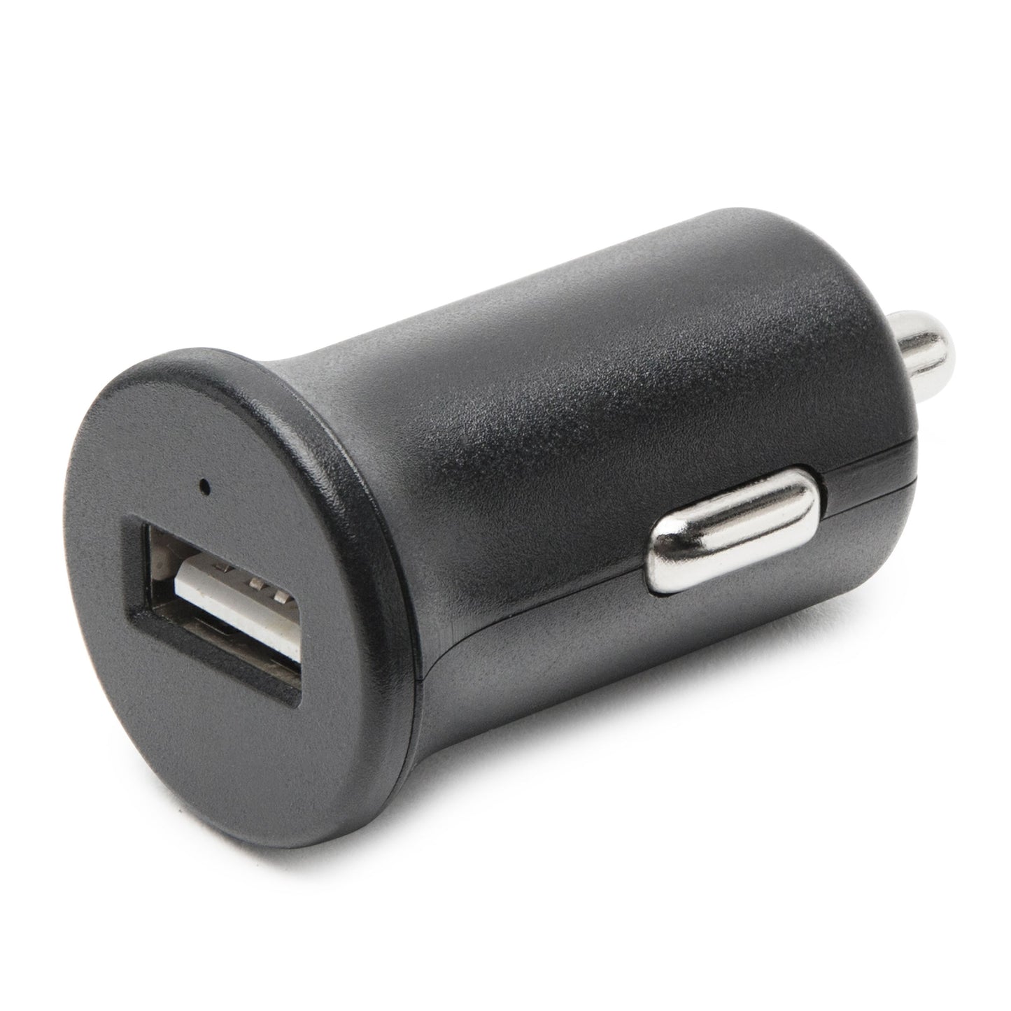 Linocell Mini USB-biloplader 2,4A sort med én USB-port til bilen.