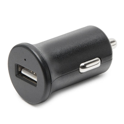 Linocell Mini USB-biloplader 2,4A sort med én USB-port til bilen.