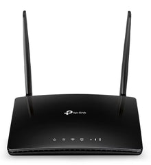TP-Link Archer MR200 AC750 sort 4G router med dual-band, to antenner oprejst, indikatorlamper og TP-Link logo på toppen.