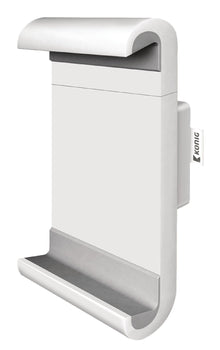 König vægbeslag til tablet 7-12", hvid plast, kurvet top og bund, vægmonteret, König-logo synligt på siden.