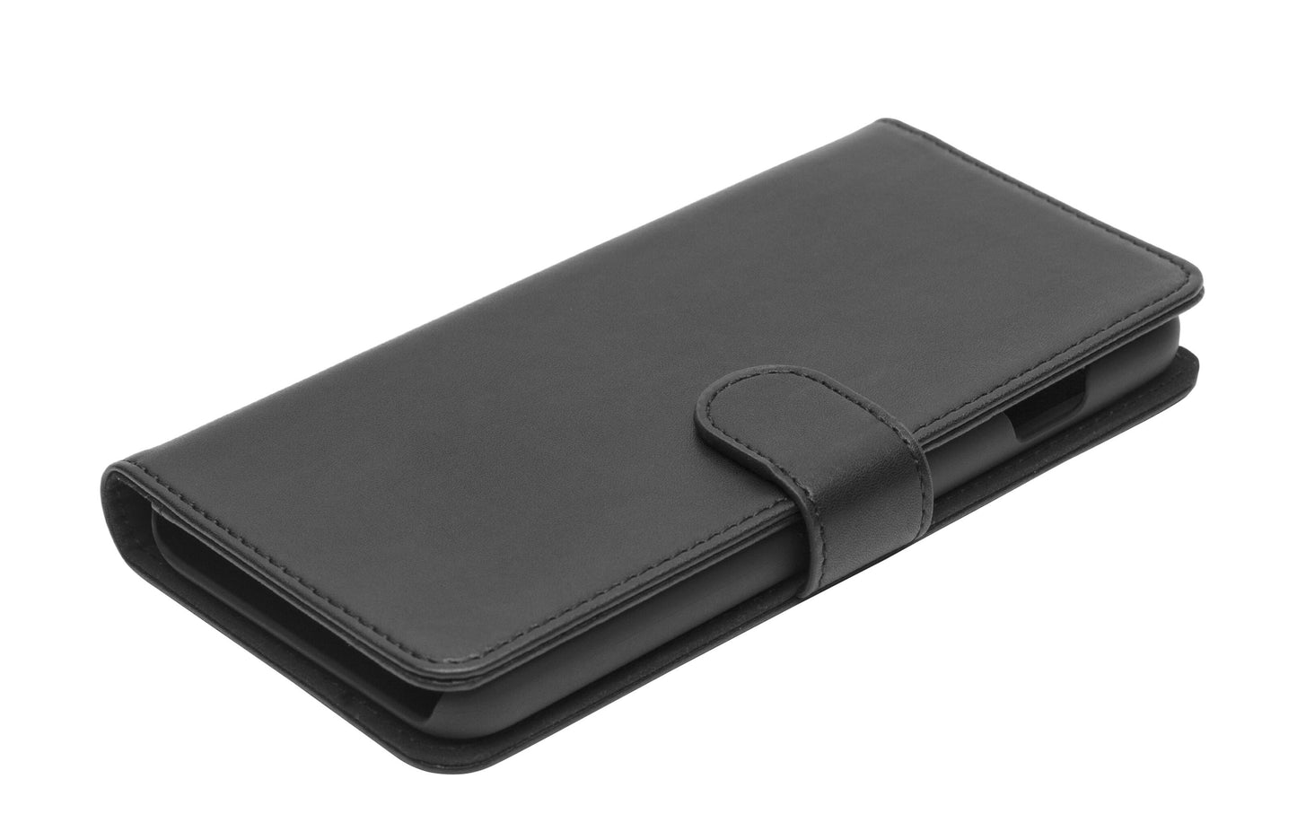 Sort læder mobilpung, magnetlukning, til iPhone Xr og 11.
