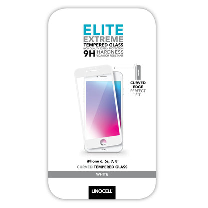 Skærmbeskyttelse til iPhone 6/7/8, hvid, buet kant, 9H hårdhed, passer til iPhone 6, 7 og 8.