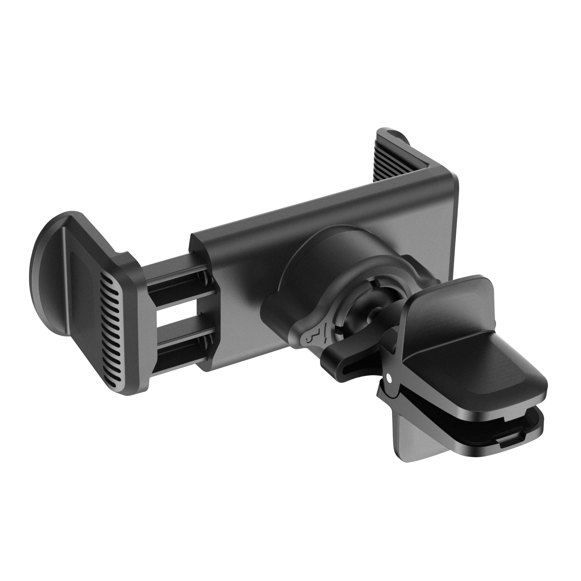 Linocell Ledet universalholder til mobil og GPS sort, fjederbelastet greb, teksturerede puder til bilventilationsgitter.