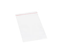 Lynlåsposer 70x100 mm 100-pak gennemsigtige med rød zip lock-stribe til opbevaring af smådele.