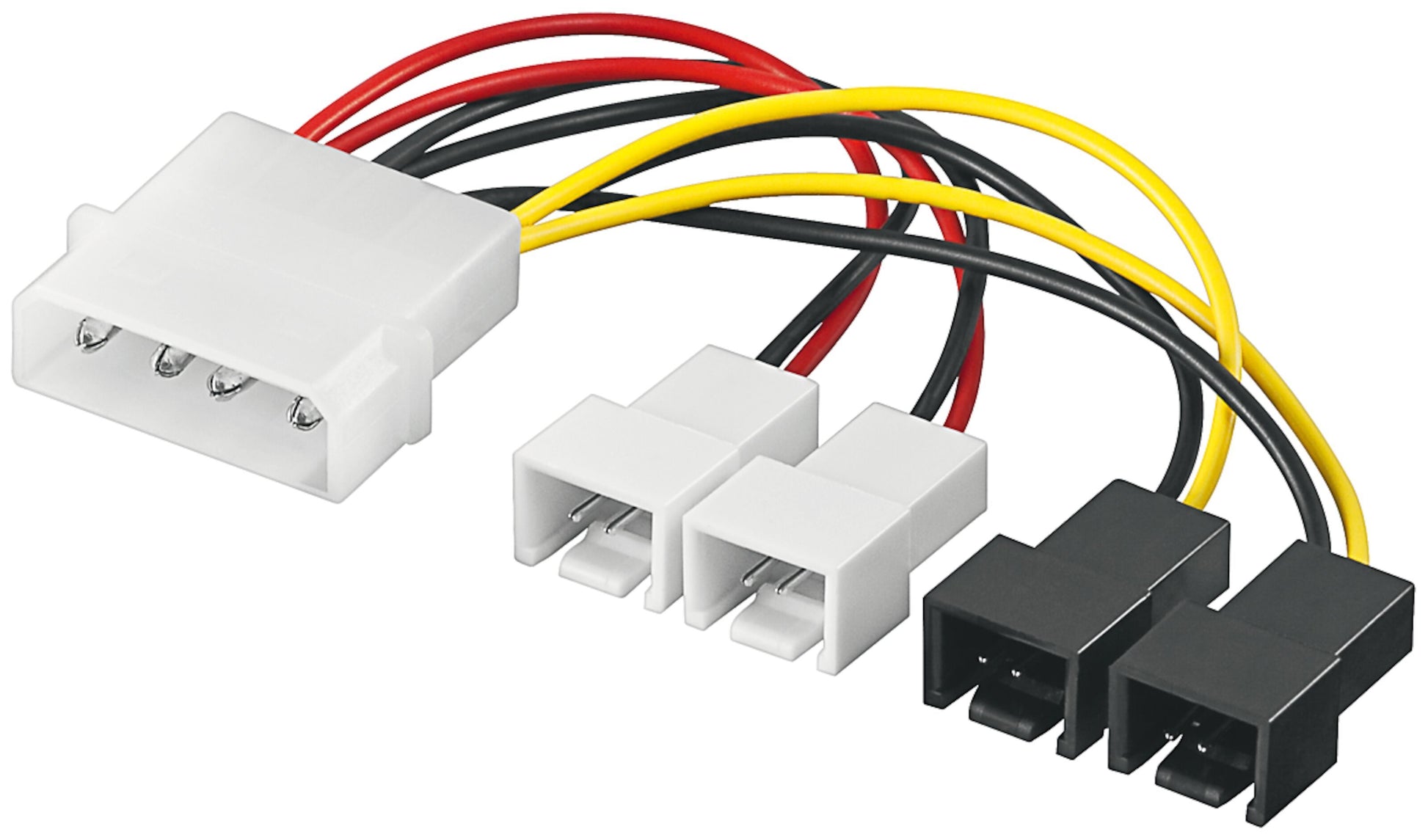 Adapterkabel 4-pin Molex til at hvide 2-pin og til at sortere 2-pin stik til fan-tilslutning.