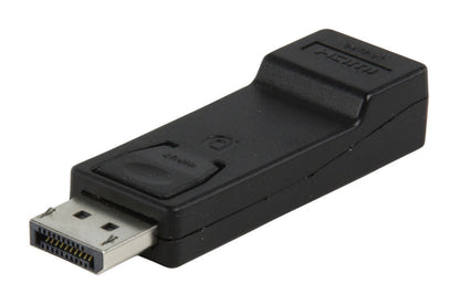 Luxorparts DisplayPort til HDMI adapter sort, DisplayPort stik foran og HDMI port i den anden ende.