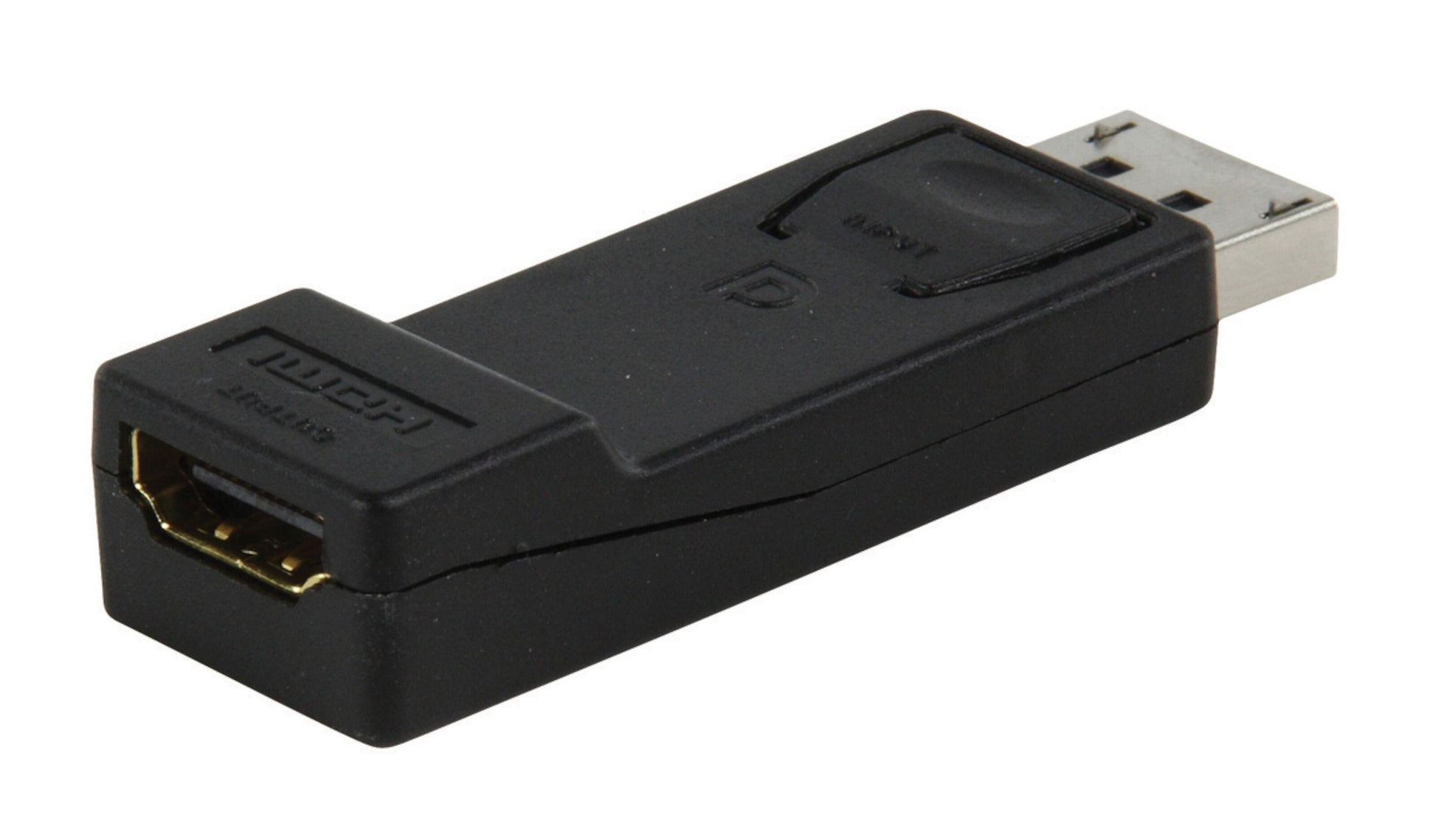 Adapter DisplayPort til HDMI, sort, DisplayPort han til HDMI hun, videooverførsel.