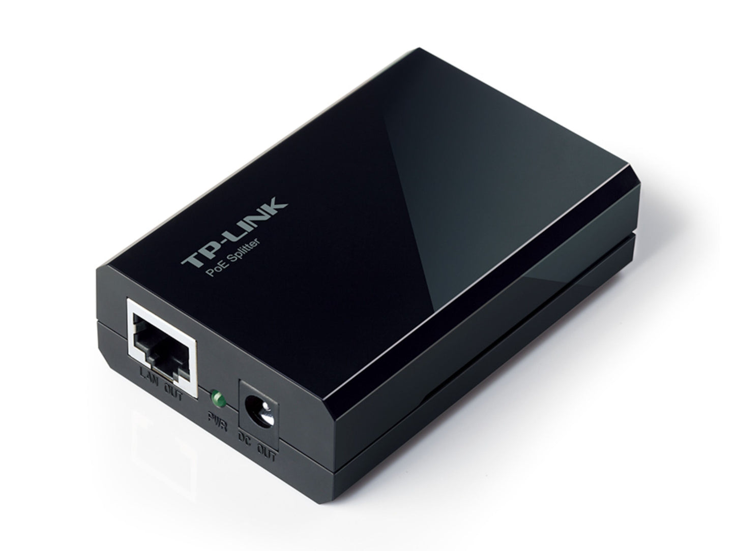 TP-Link POE-splitter 5-12V med LAN OUT og DC OUT porte til netværksudstyr som IP-kamera.