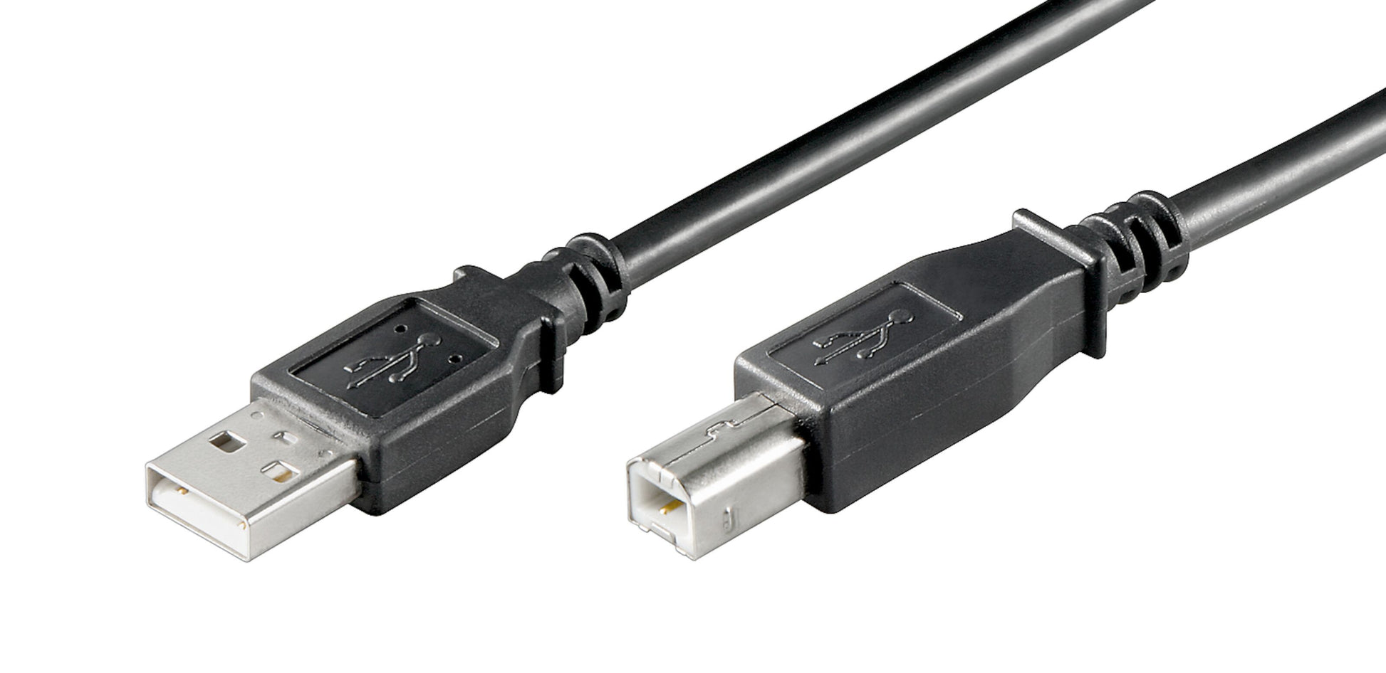 USB-B kabel 3 m sort med USB-A til USB-B stik, længde 3 meter.